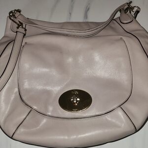 Coach Smooth Leather Circle Hobo Shoulder Bag.
